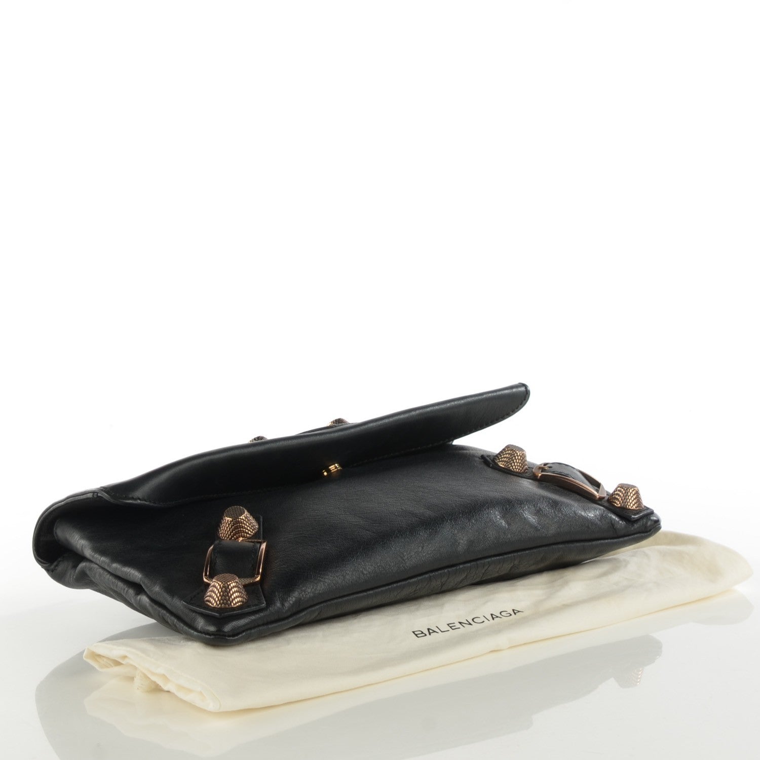 Balenciaga Agneau Giant 21 Rose Gold Hardware Envelope Clutch Black 4 of 7