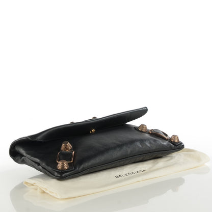 Balenciaga Agneau Giant 21 Rose Gold Hardware Envelope Clutch Black 4 of 7