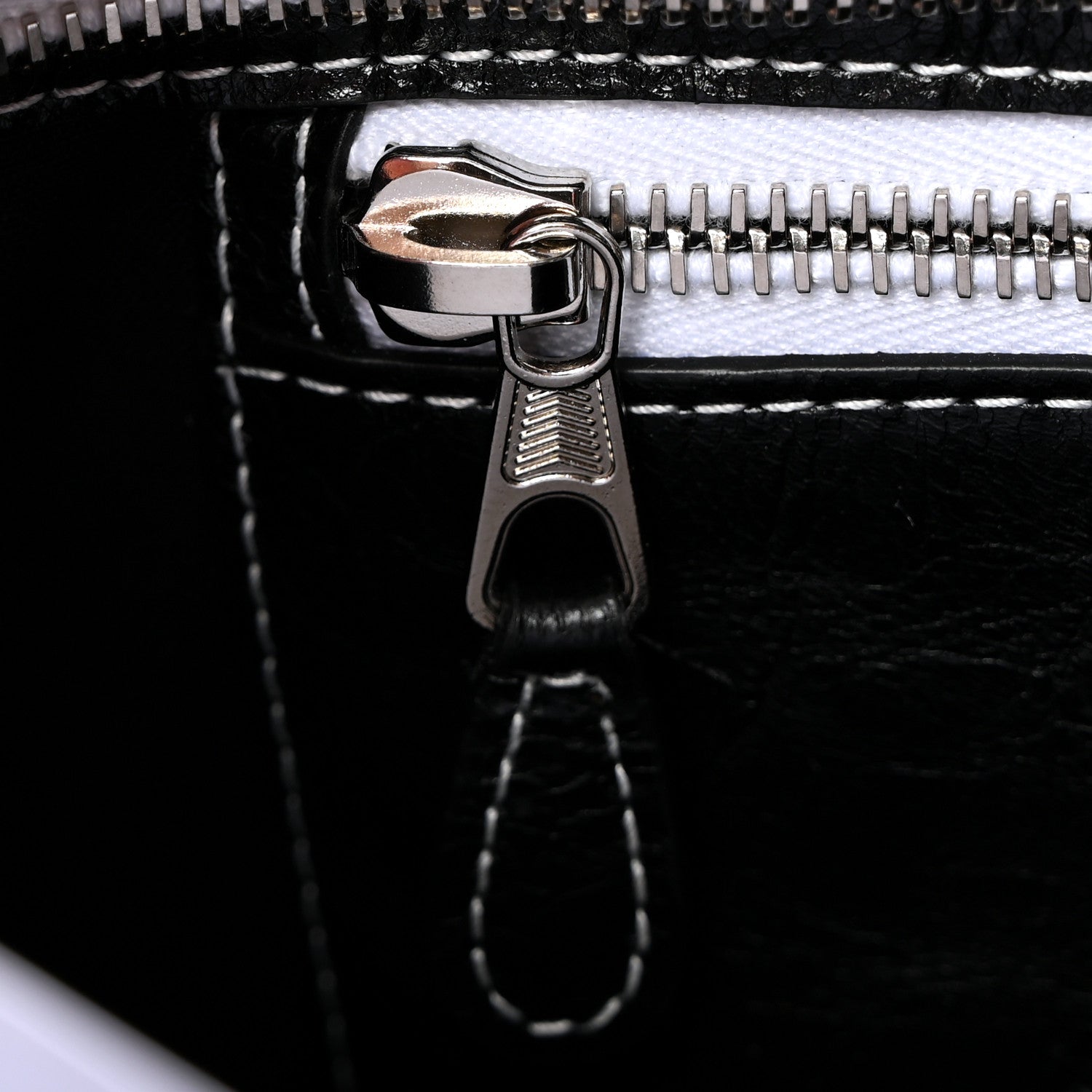 Balenciaga Agneau Arena Striped Patchwork Small Barbes Z Pouch with Handle Black White 9 of 10