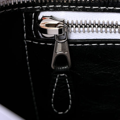 Balenciaga Agneau Arena Striped Patchwork Small Barbes Z Pouch with Handle Black White 9 of 10