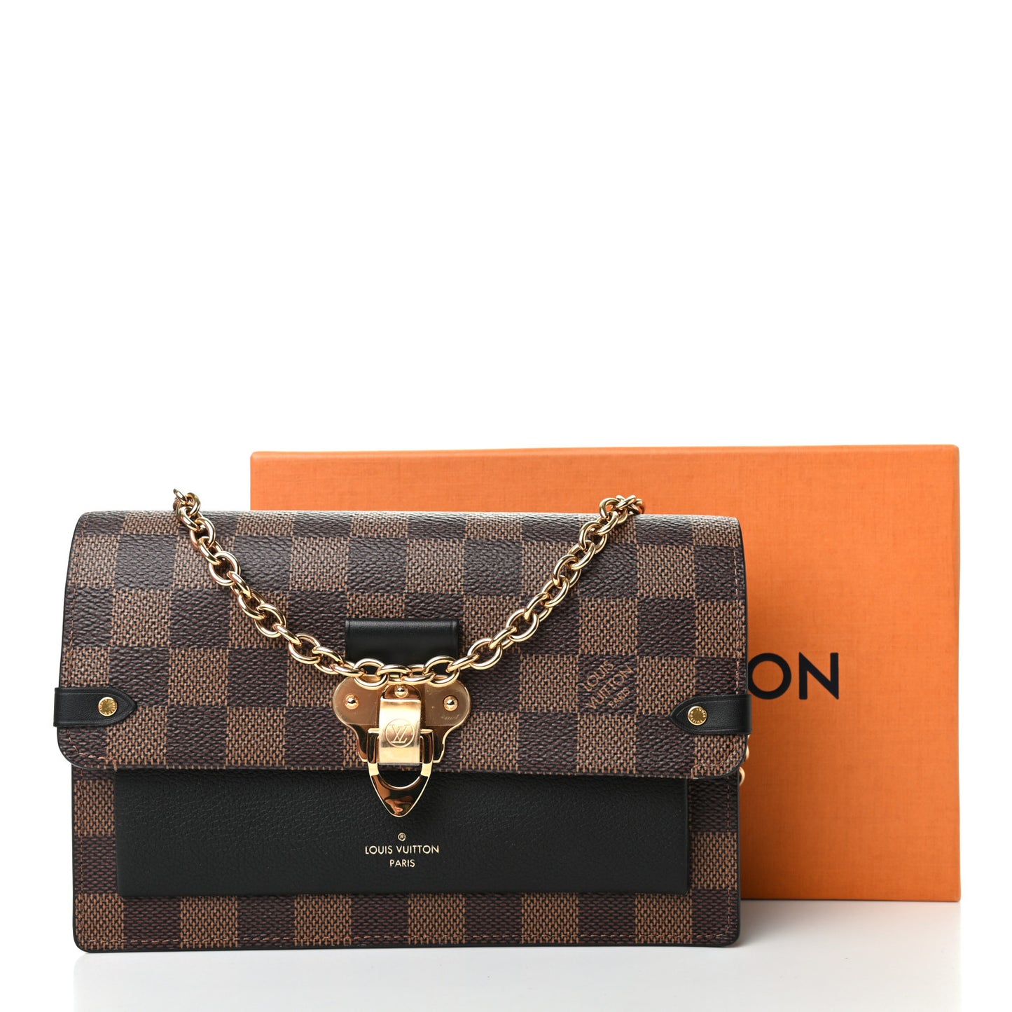 Damier Ebene Vavin Chain Wallet Black