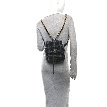 Chanel Wool Tweed Elegant Backpack Black Grey 2 of 11