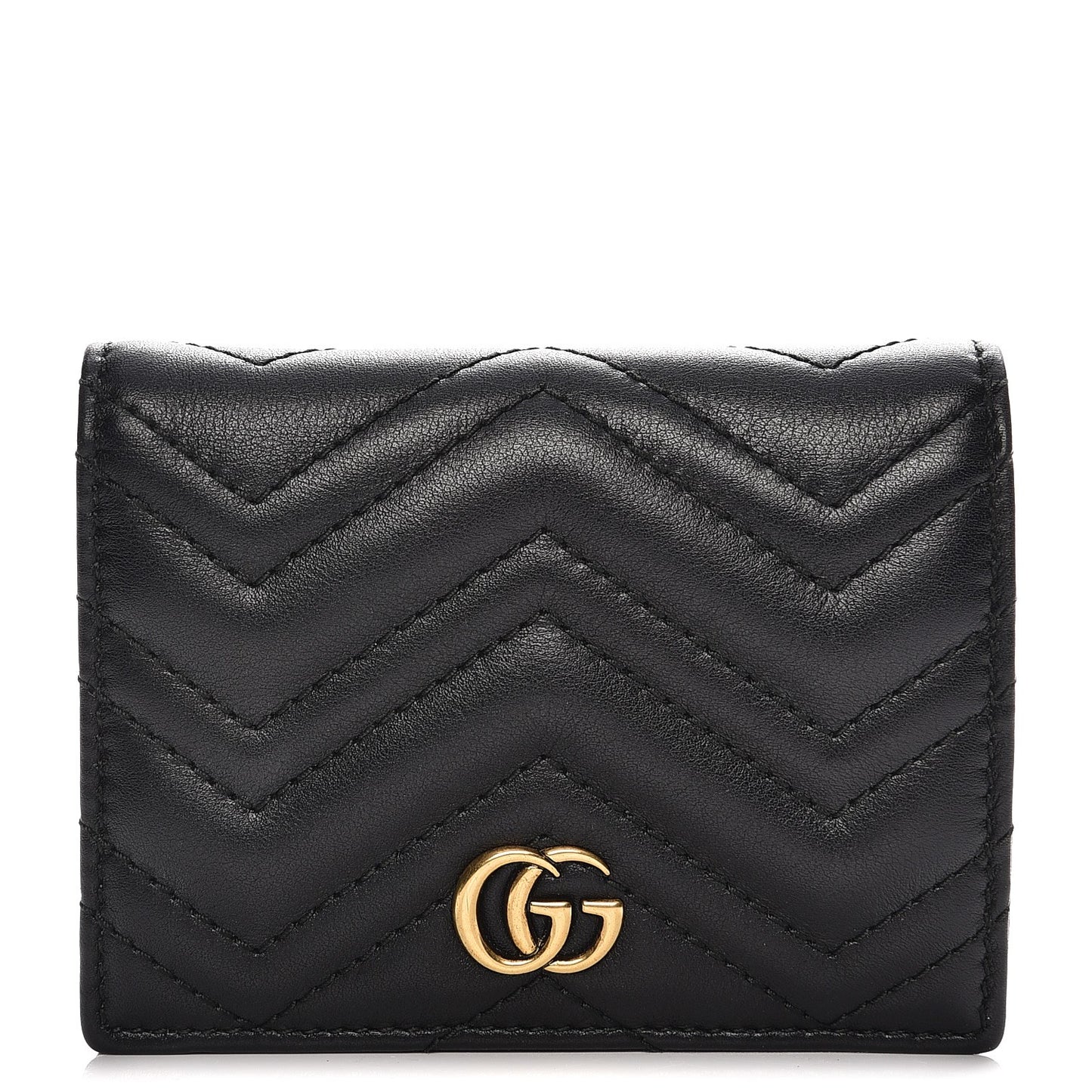 Calfskin Matelasse GG Marmont Card Case Black