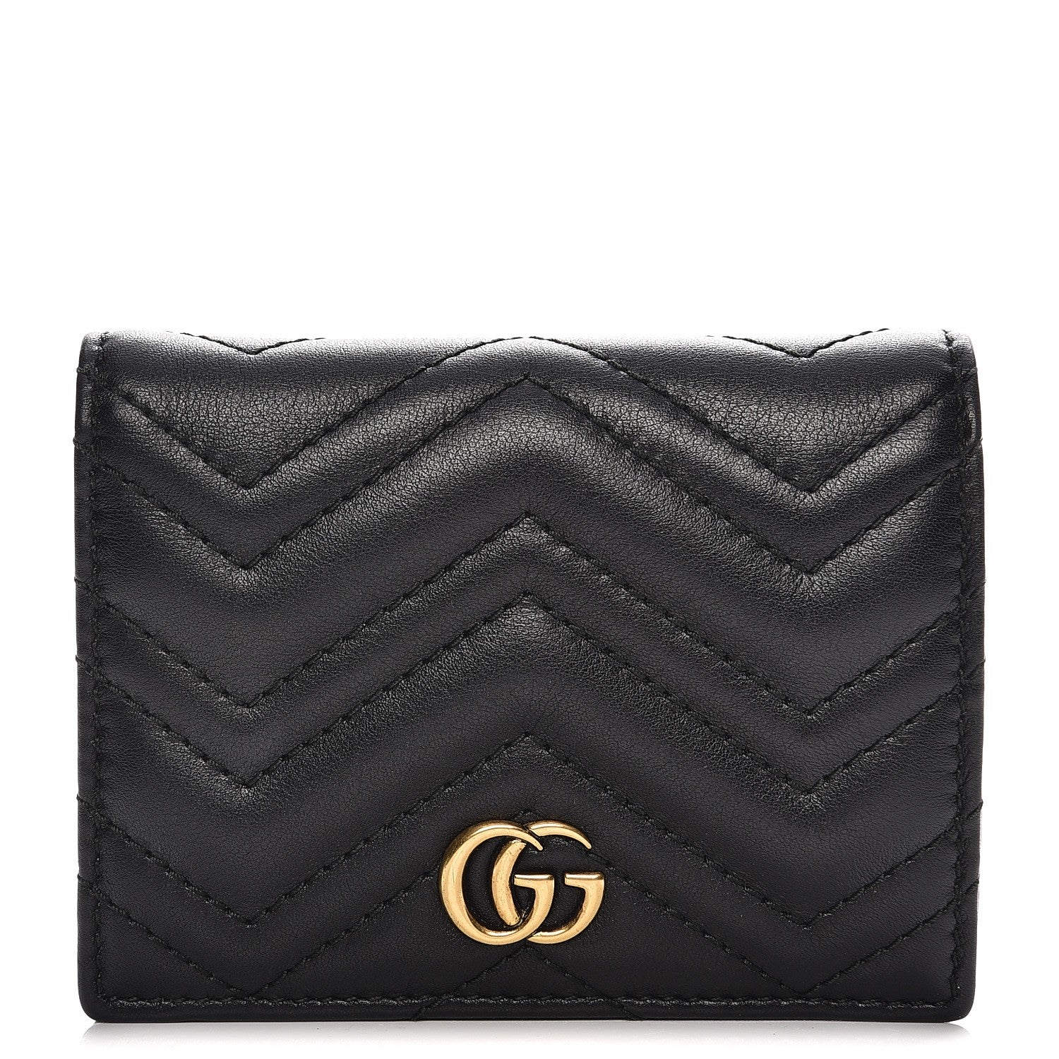 Gucci Calfskin Matelasse GG Marmont Card Case Black 1 of 8