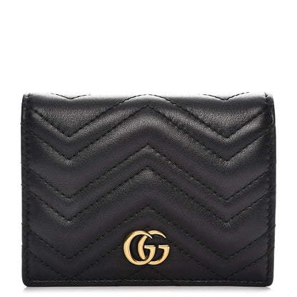 Gucci Calfskin Matelasse GG Marmont Card Case Black 1 of 8