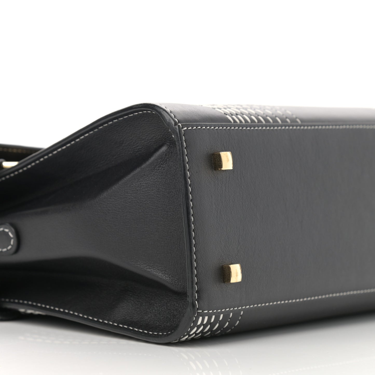 Calfskin Stitch MM Tempete Satchel Black