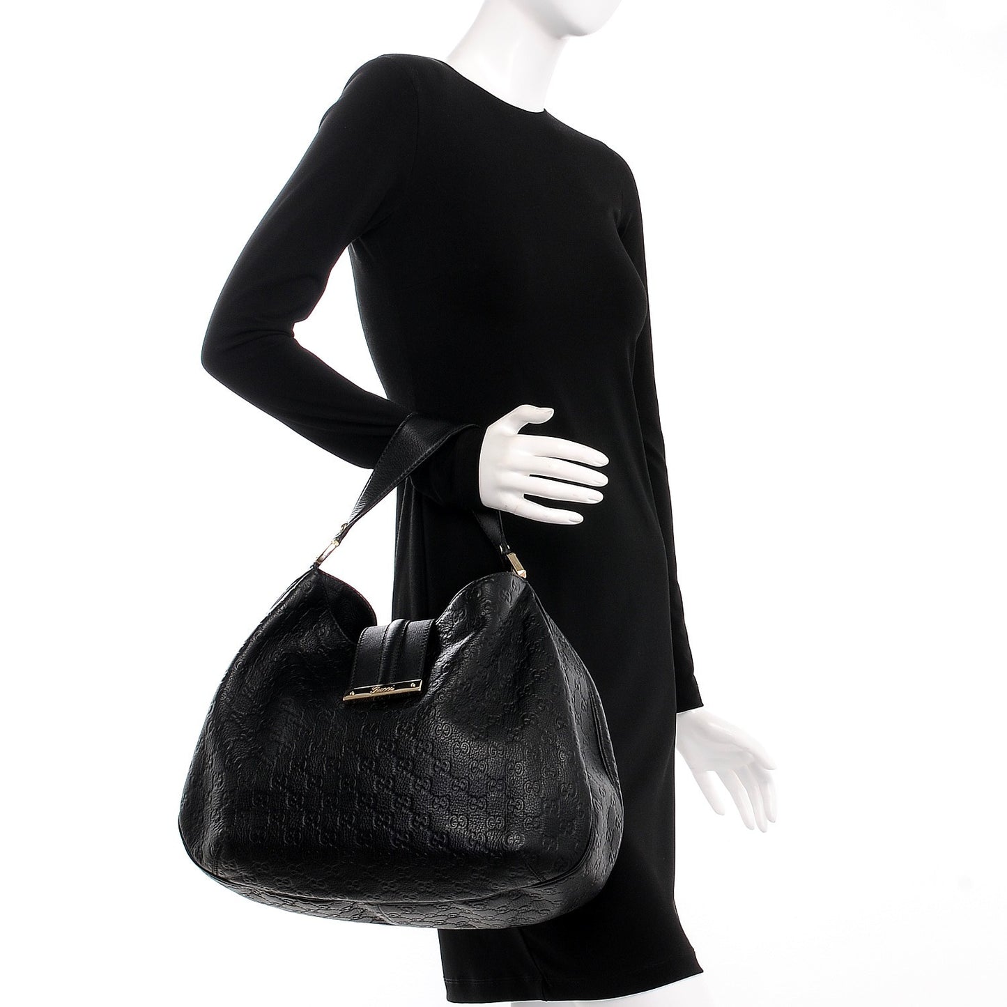 Guccissima Large New Ladies Web Hobo Black