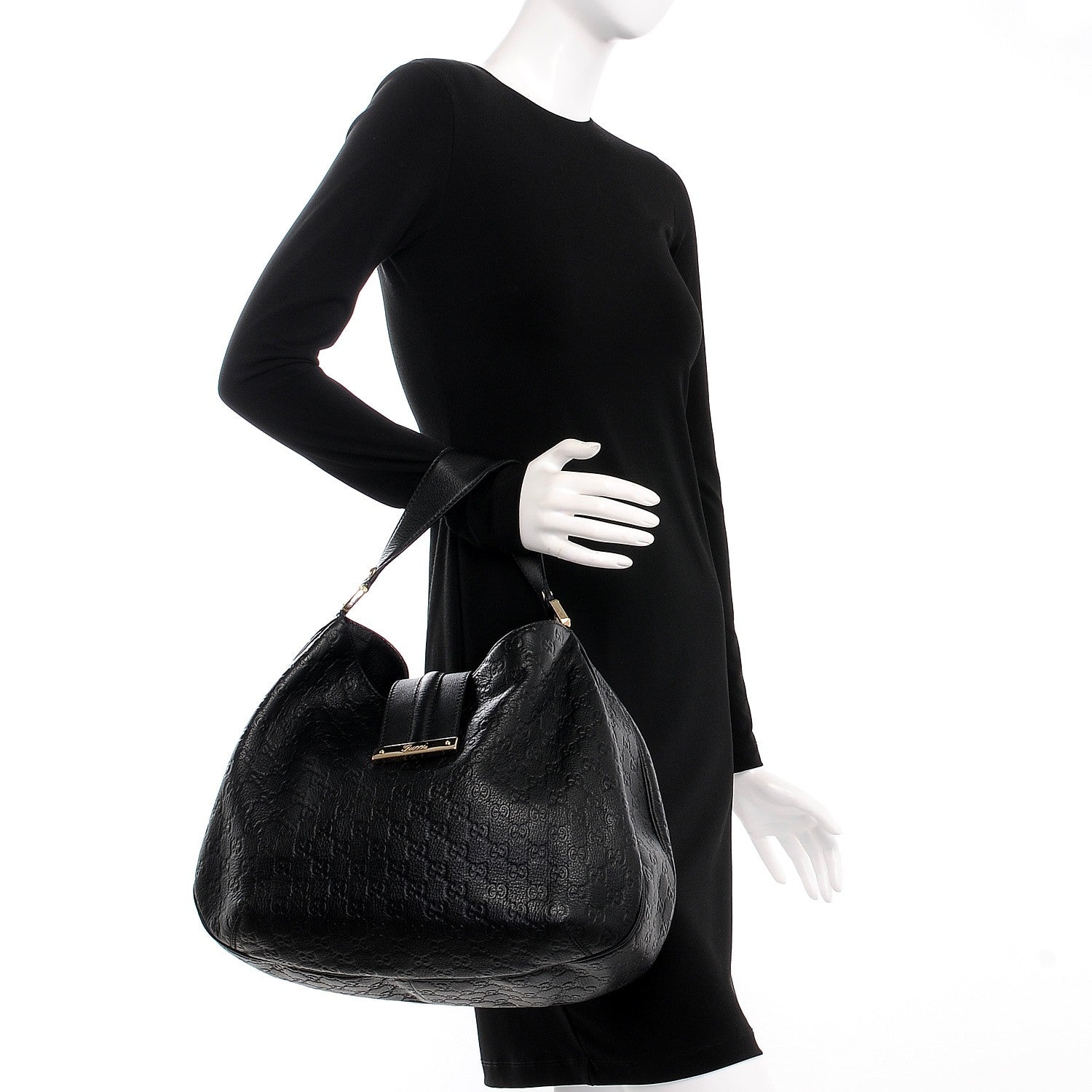 Gucci Guccissima Large New Ladies Web Hobo Black 2 of 8
