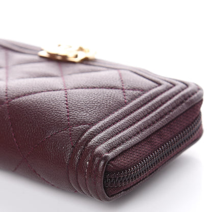 Chanel Caviar Quilted Small Boy Zip Around Wallet Dark Purple 10 of 15
