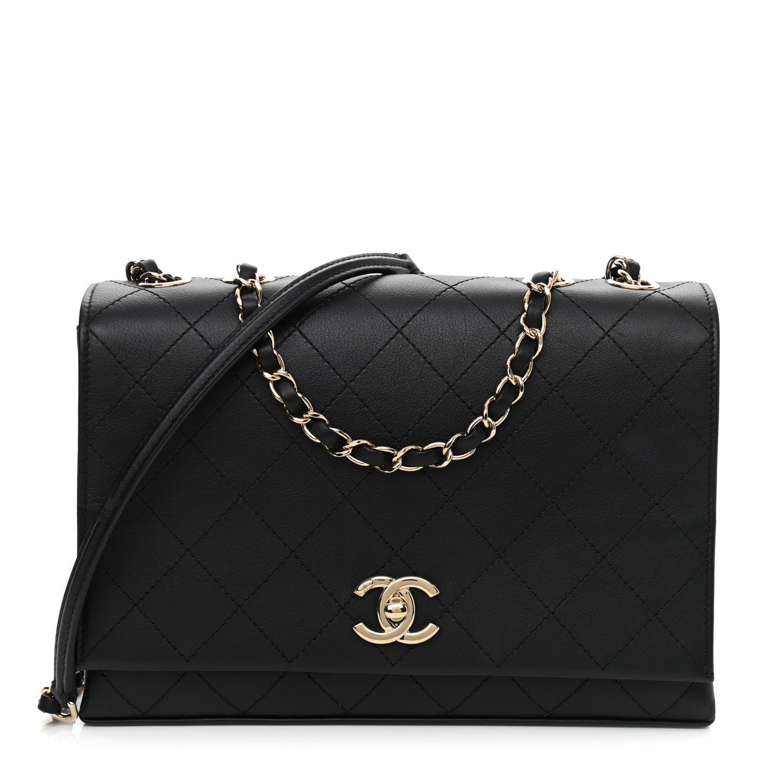 Chanel Calfskin Stitched Large Flap Black 1 of 10