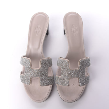 Hermes Suede Goatskin Crystal Oasis Sandals 37 6 of 13