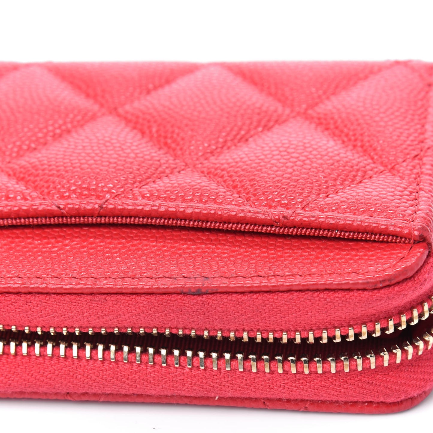 Caviar Quilted Zip Coin Purse Red