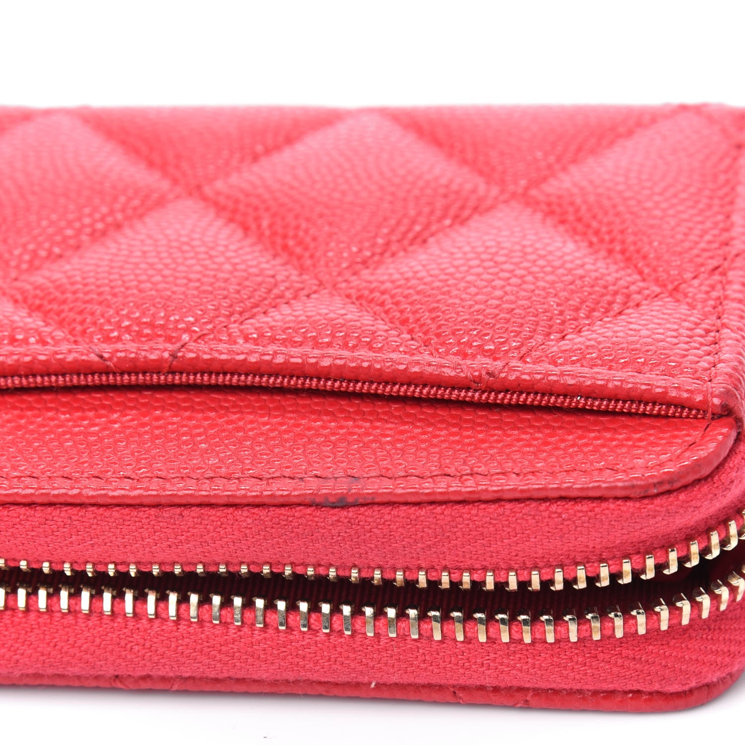 Chanel Caviar Quilted Zip Coin Purse Red 5 of 5