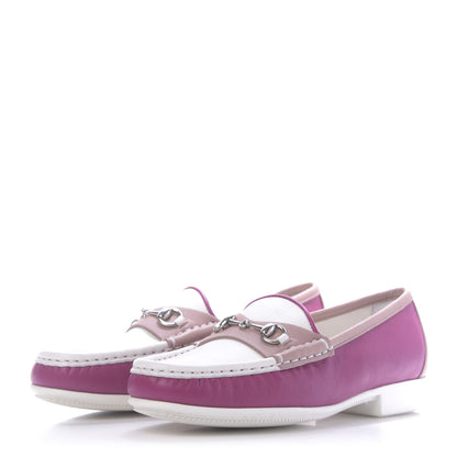 Gucci Calfskin Horsebit Multicolor Loafers 36.5 Magenta Pink White 3 of 10