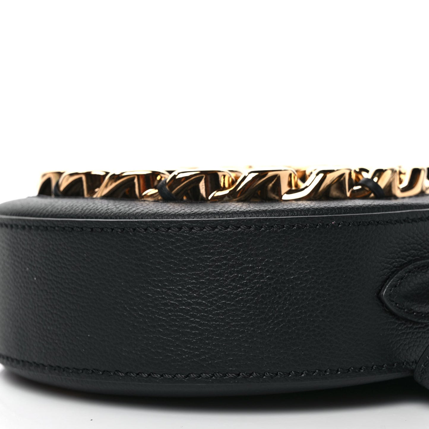 Calfskin Mini La Medusa Chain Round Crossbody Bag Black