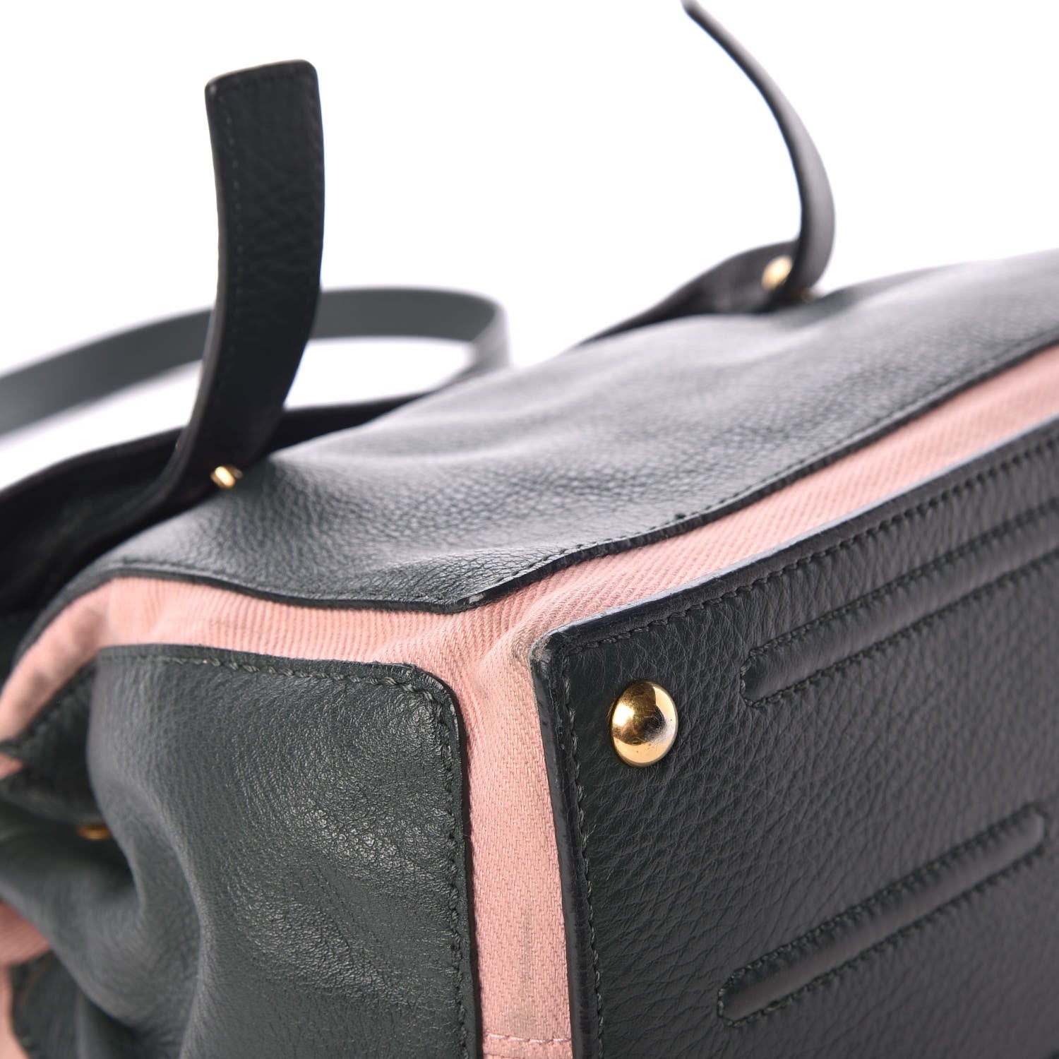 Saint Laurent Calfskin Canvas Small Muse Two Dark Green Pink 9 of 12