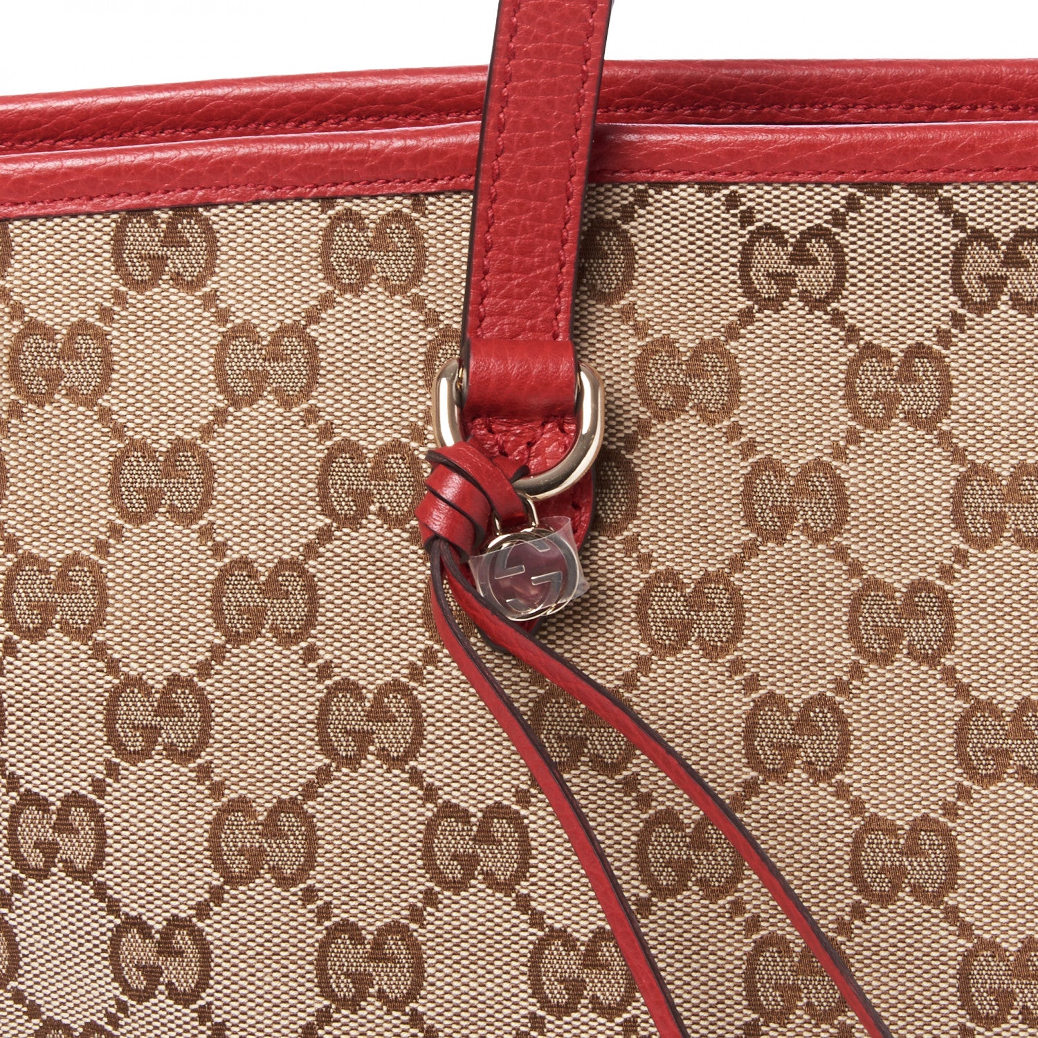 Gucci Monogram Bree Zippered Tote Beige Red 7 of 8