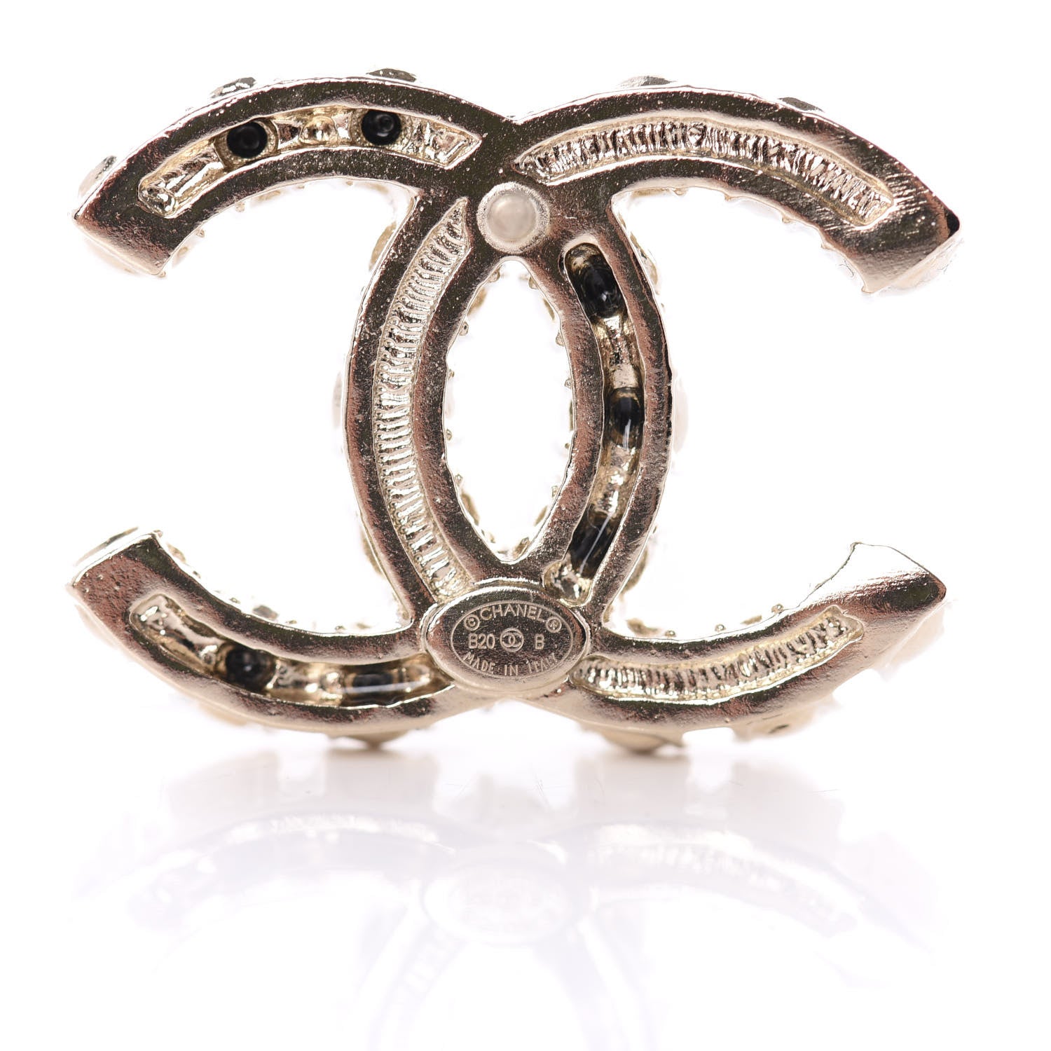 Chanel Resin Pearl CC Dazzling Domino Earrings Gold Black 4 of 5
