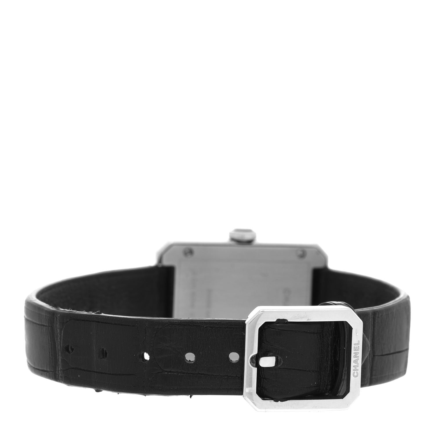 Chanel Stainless Steel Alligator Diamond Bezel 21mm Boy-Friend Quartz Watch Black 3 of 5
