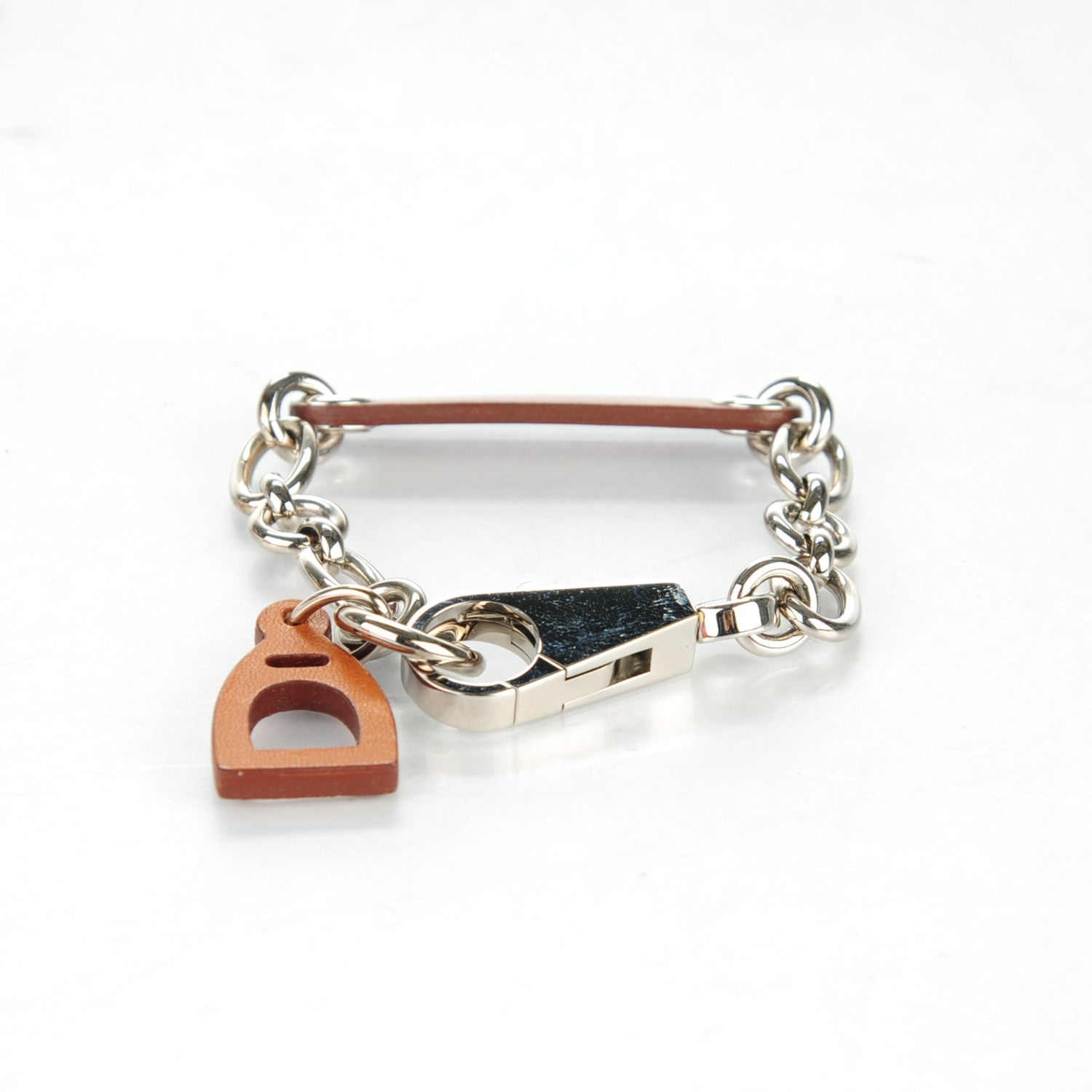 Hermes Barenia Palladium Breloque Olga Charm Bracelet S Fauve 3 of 6