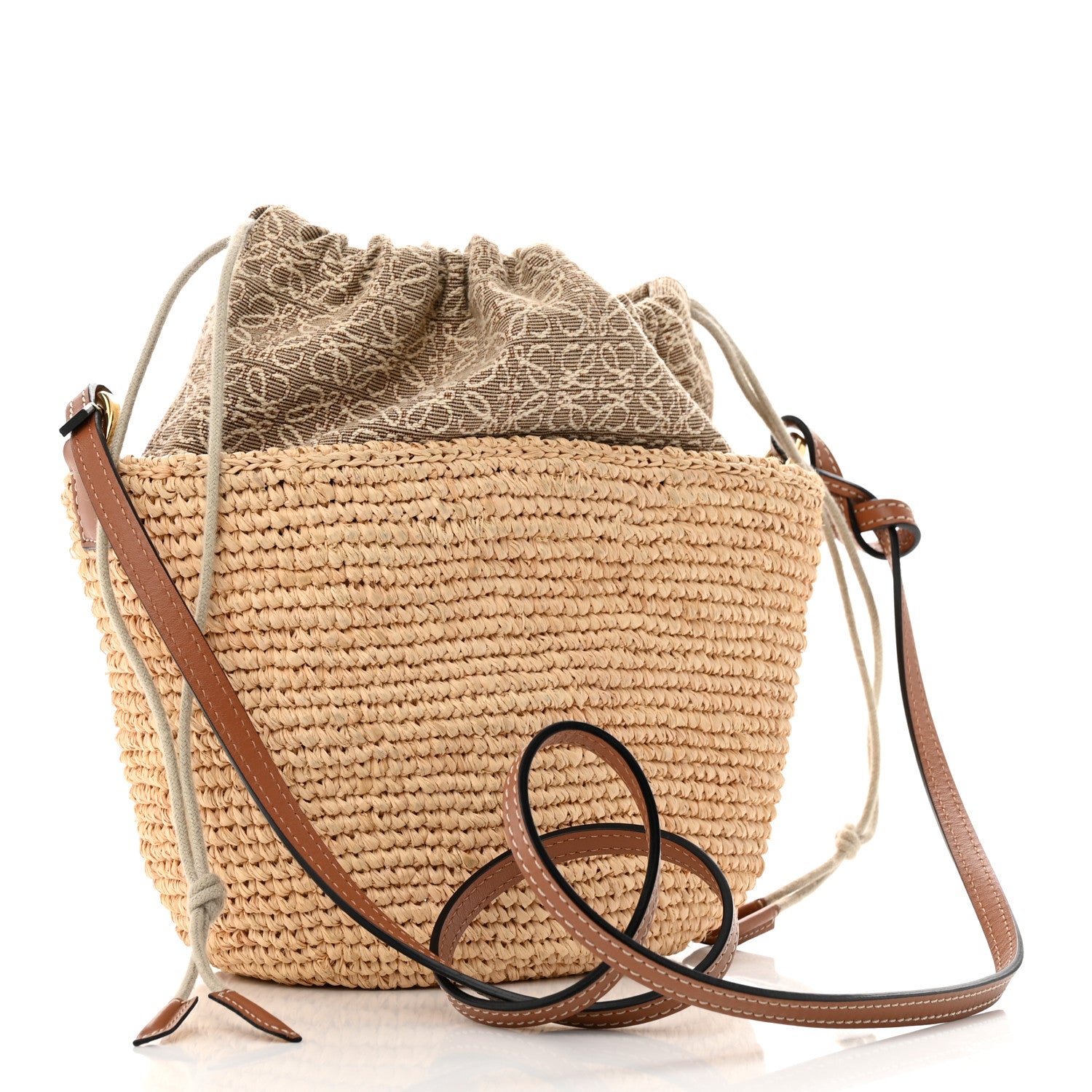 Loewe Calfskin Raffia Bucket Bag Natural Tan 2 of 10