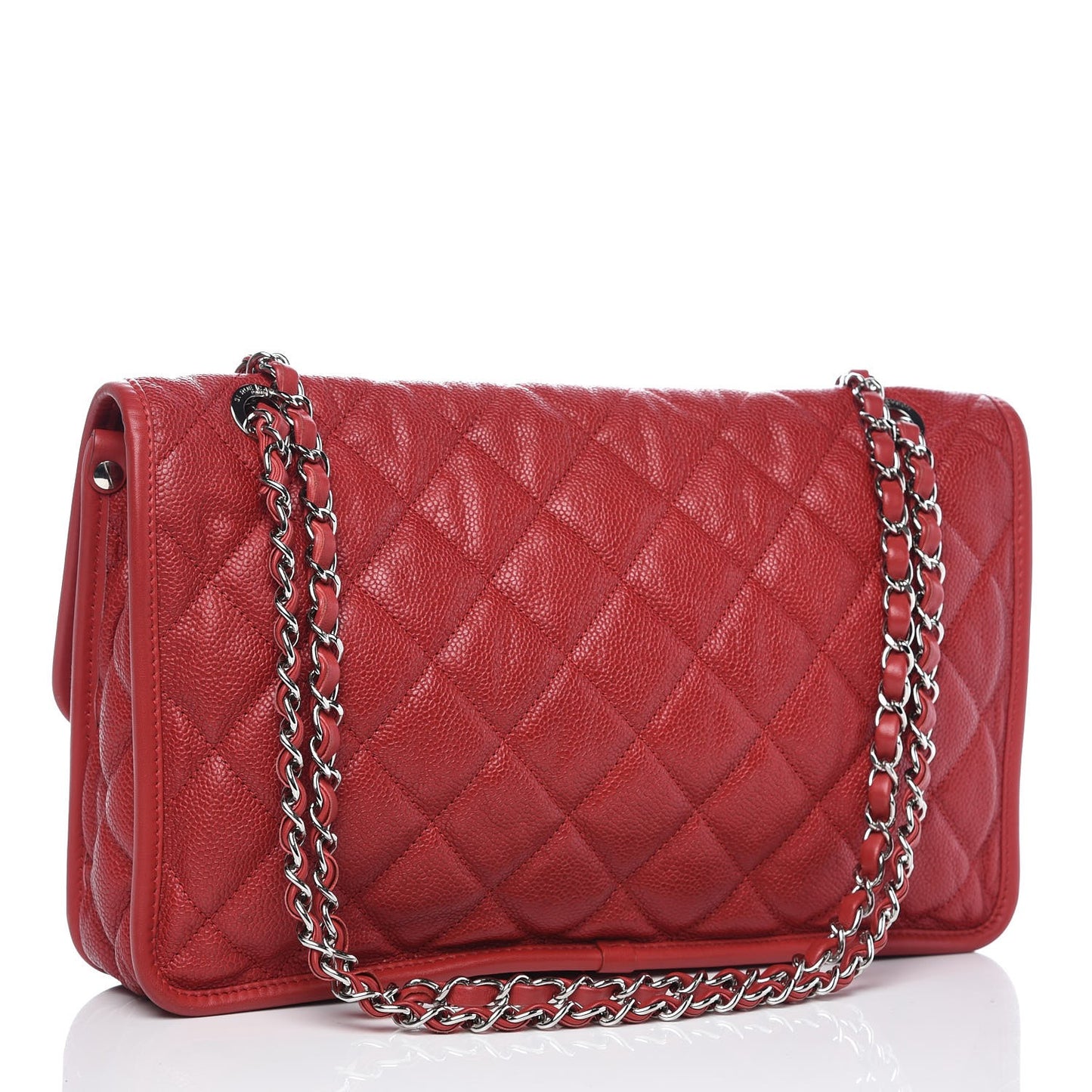 Caviar Quilted Large French Riviera Flap Red