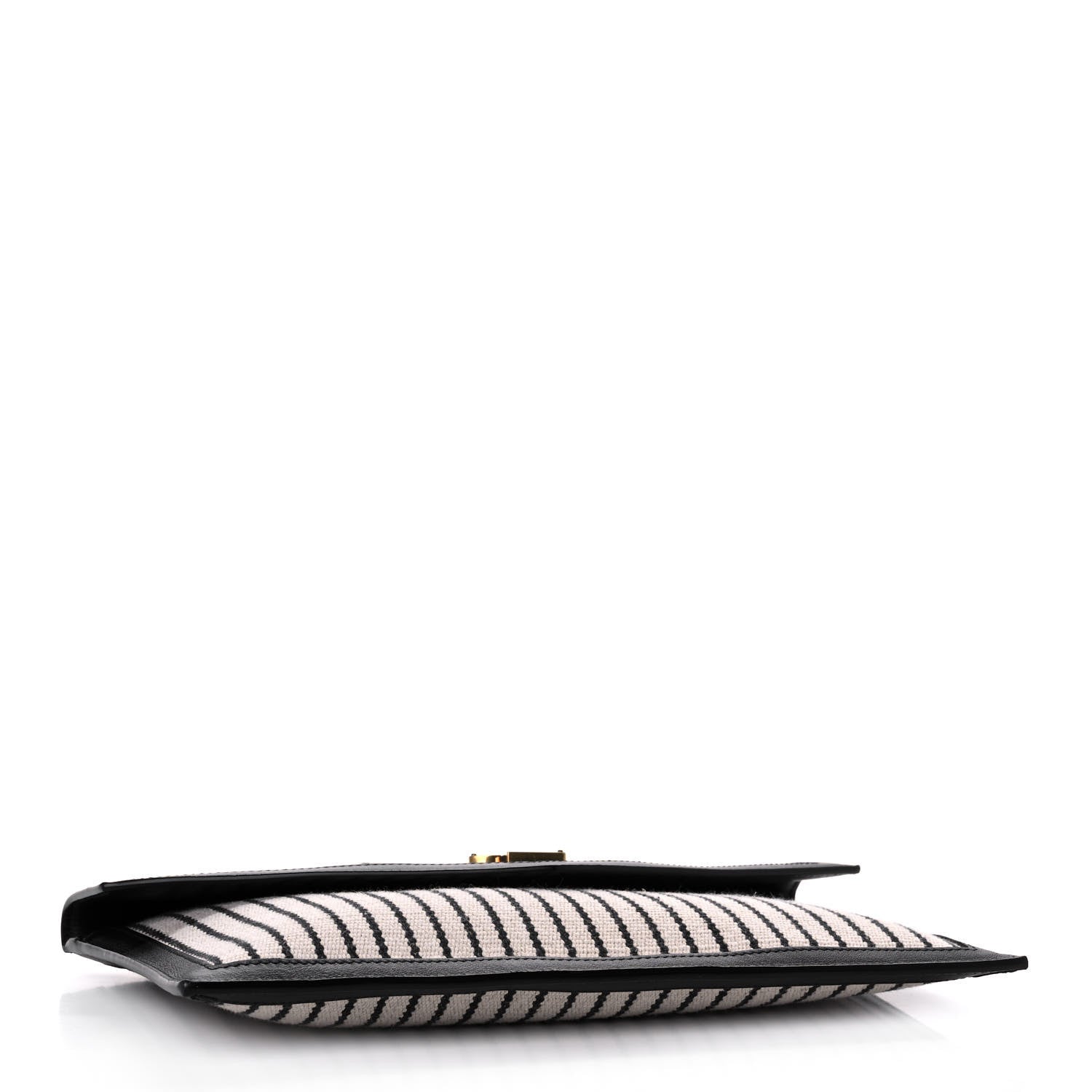 Saint Laurent Canvas Striped Uptown Pouch Beige Black 4 of 9