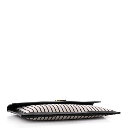 Saint Laurent Canvas Striped Uptown Pouch Beige Black 4 of 9