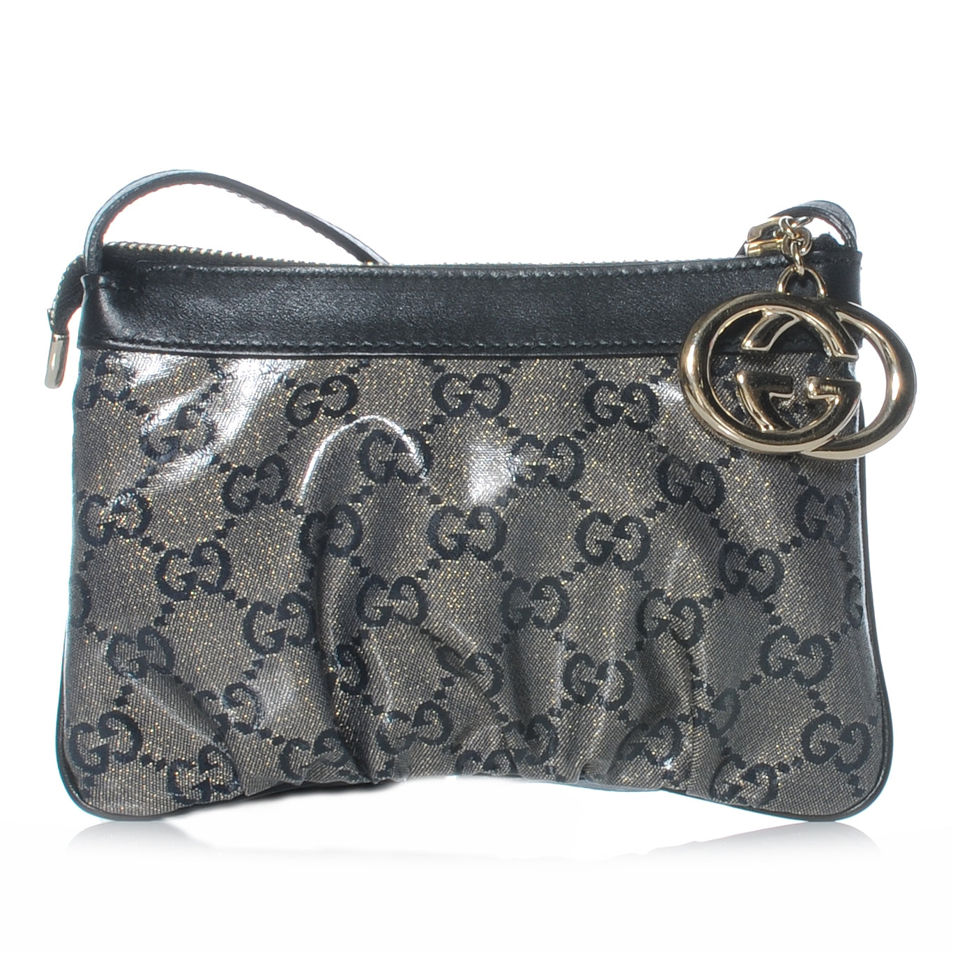 Gucci Crystal Monogram Small Flat Messenger Crossbody Navy 1 of 7