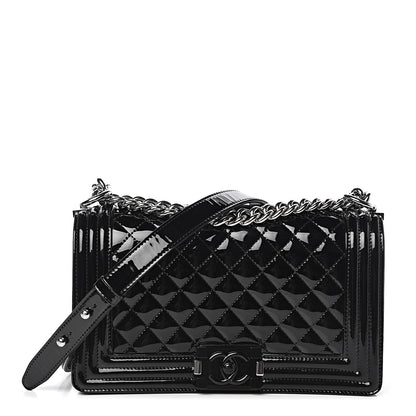 Chanel Patent Calfskin Quilted Medium Plexiglass Boy Flap Black 1 of 12