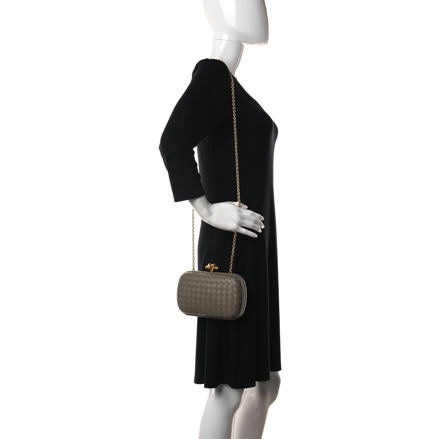 Bottega Veneta Nappa Intrecciato Chain Knot Clutch Steel 2 of 9