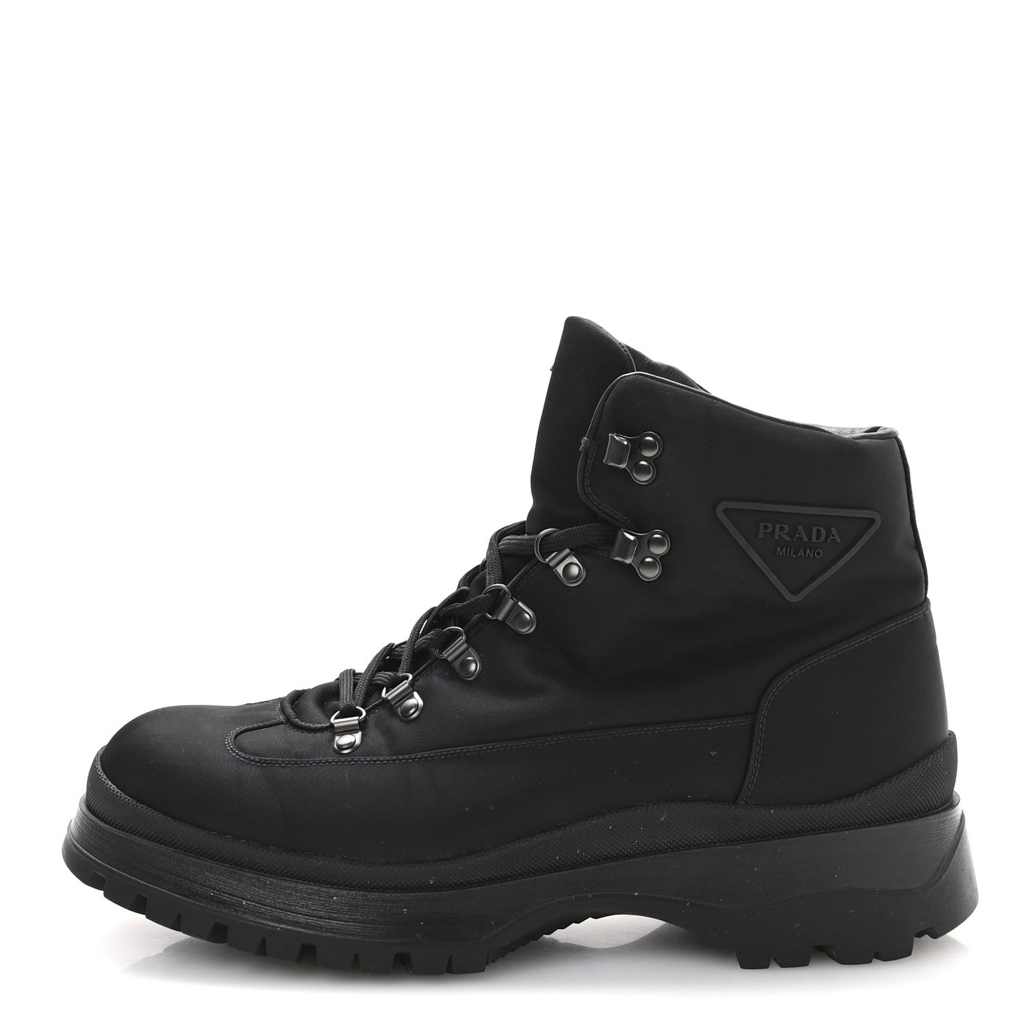 Prada Re-Nylon Gabardine Triangle Logo Brixxen Mens Hiking Boots 9.5 Black 1 of 9