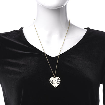 Chanel Enamel Heart No 5 CC Necklace Gold Black 2 of 5