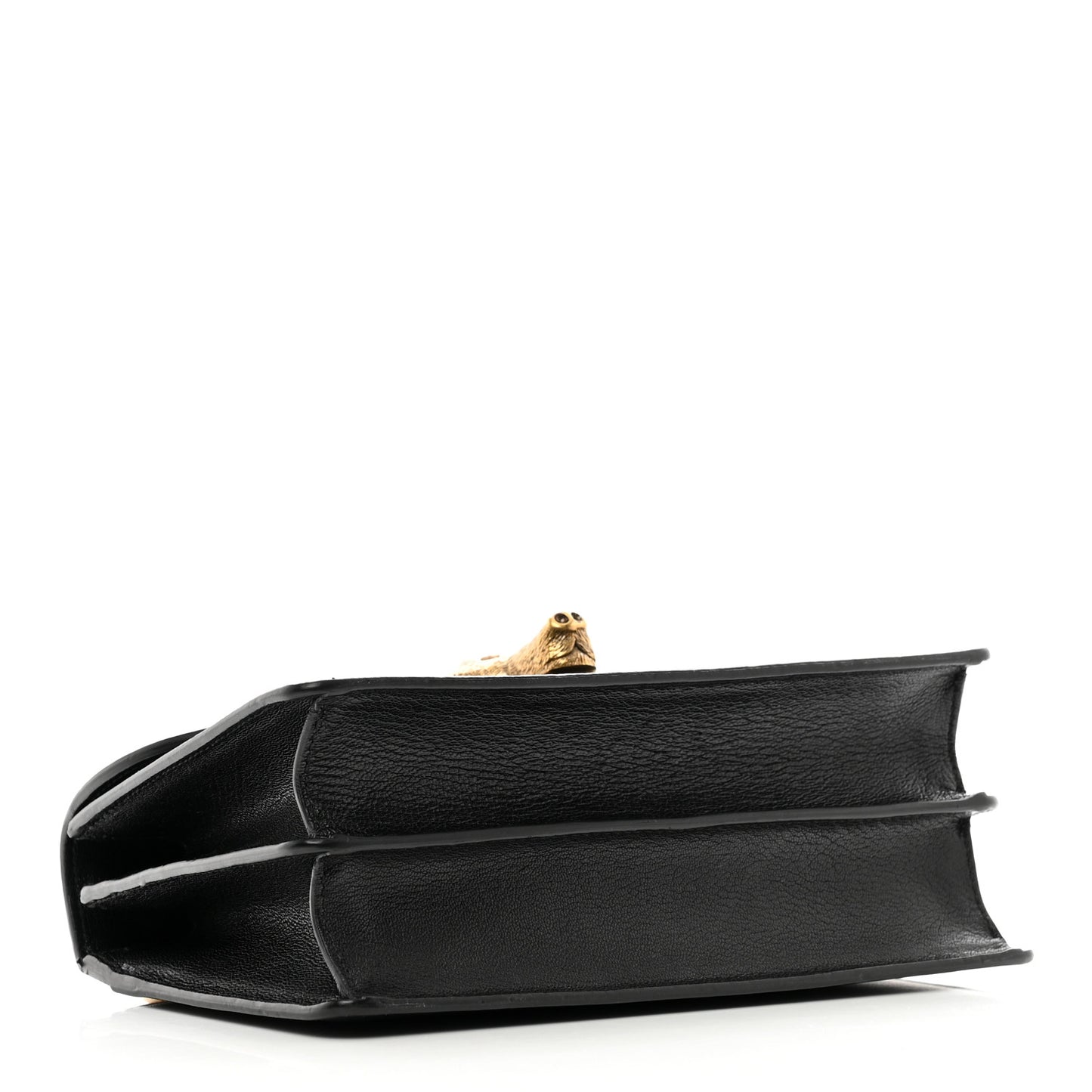 Goatskin Snakeskin Fox Broche Shoulder Bag Black