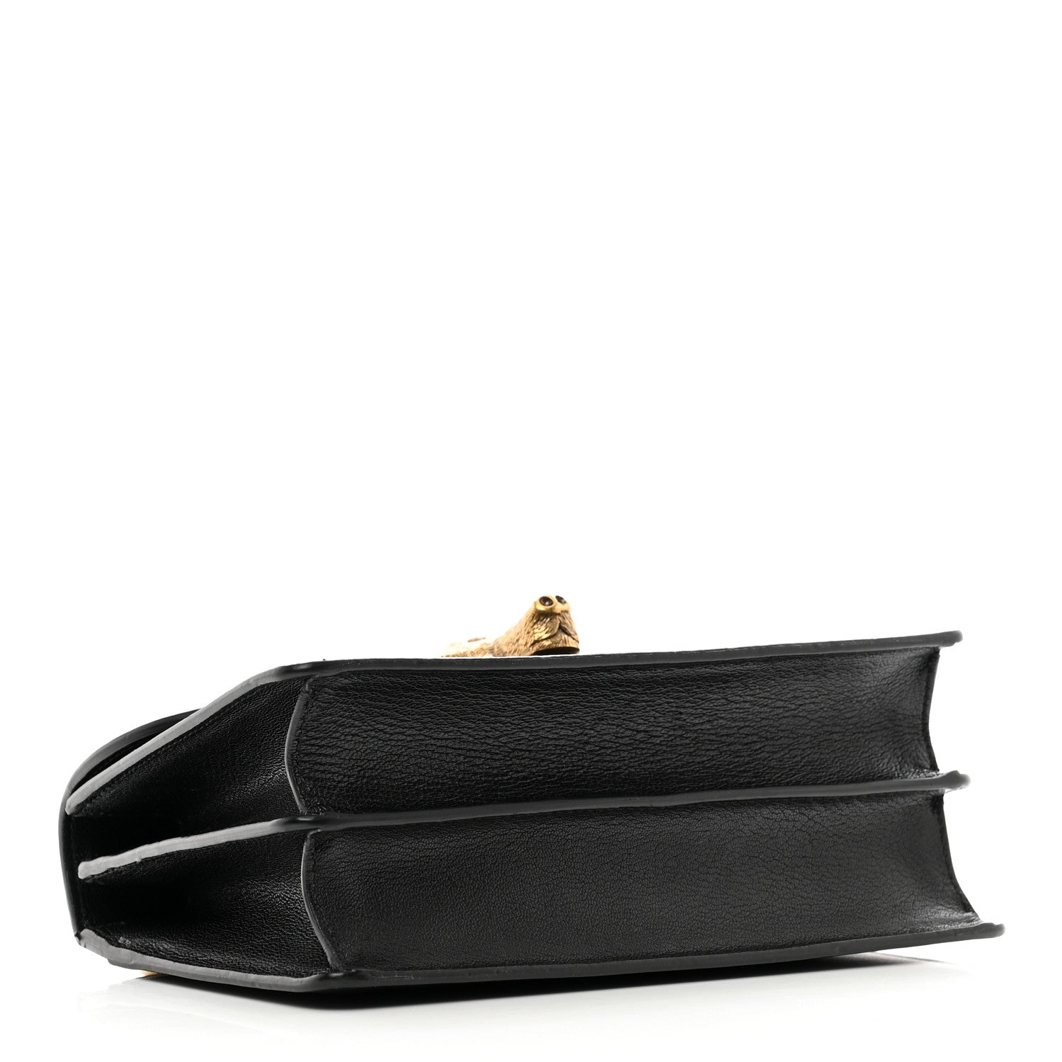 Gucci Goatskin Snakeskin Fox Broche Shoulder Bag Black 4 of 13