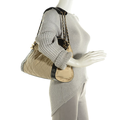 Chanel Calfskin Quilted Small In The Mix Shopping Tote Beige Black 2 of 7