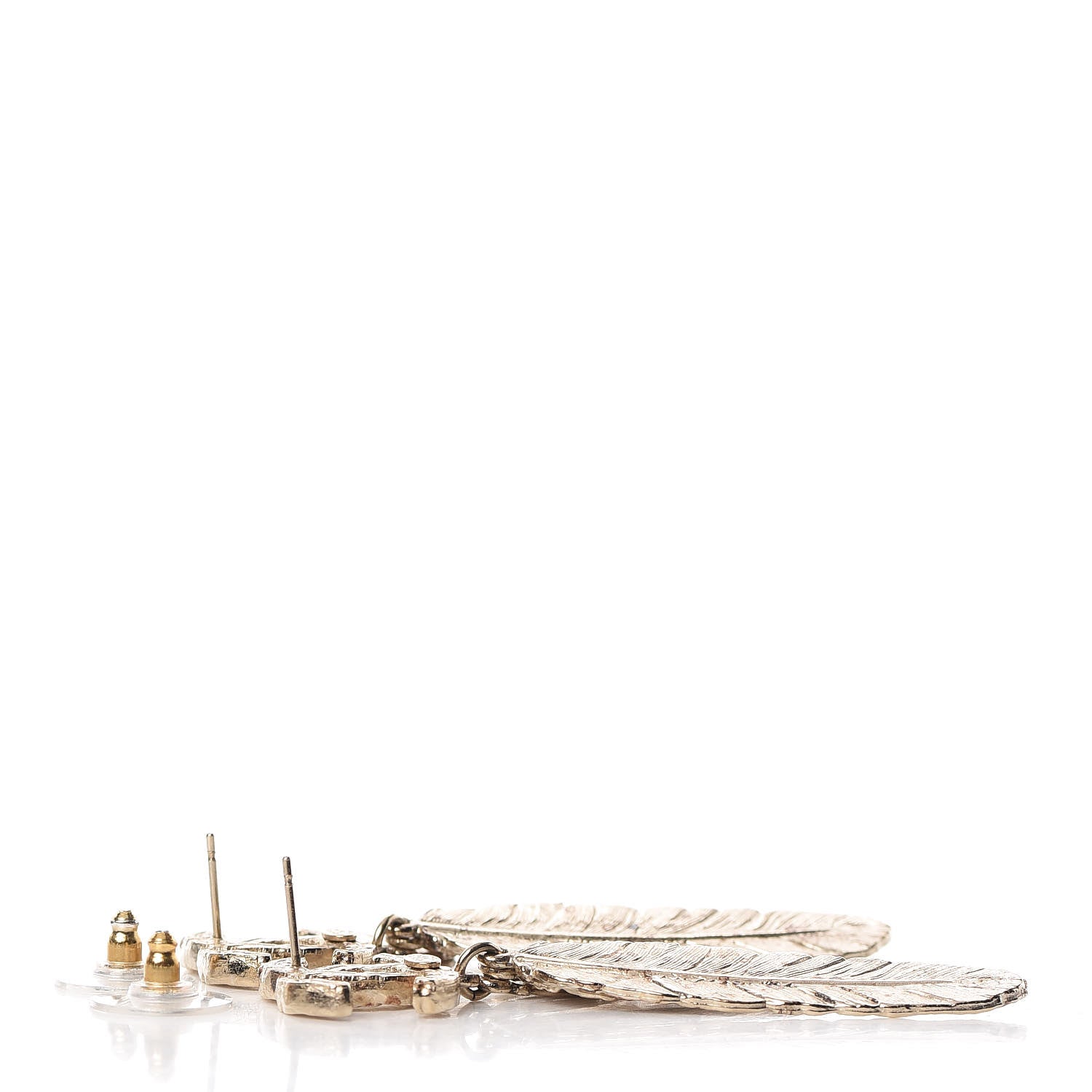 Chanel Feather CC Drop Earrings Gold 4 of 8