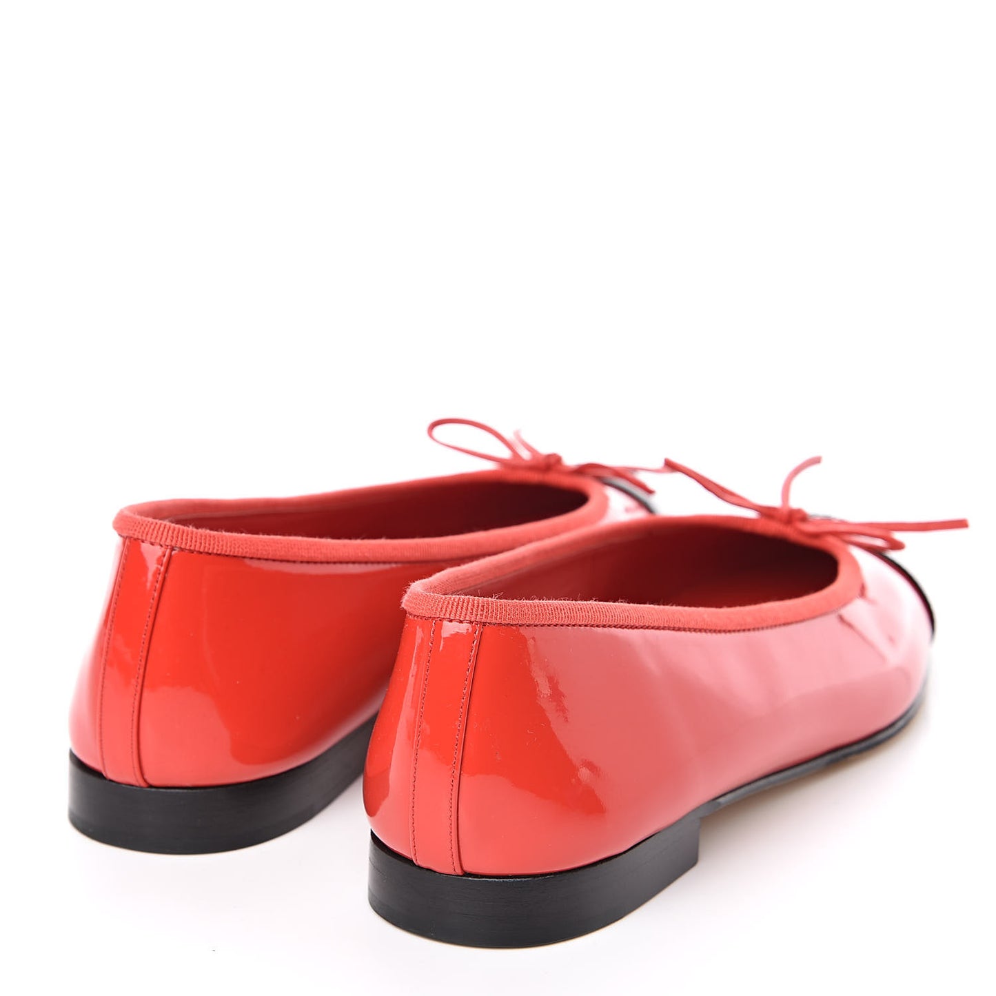 Patent Cap Toe Ballerina Flats 37 Red Black