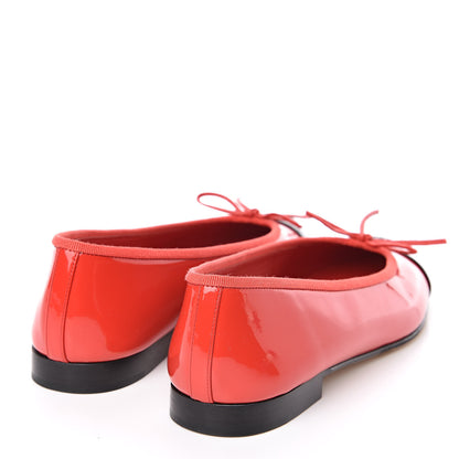 Chanel Patent Cap Toe Ballerina Flats 37 Red Black 4 of 8