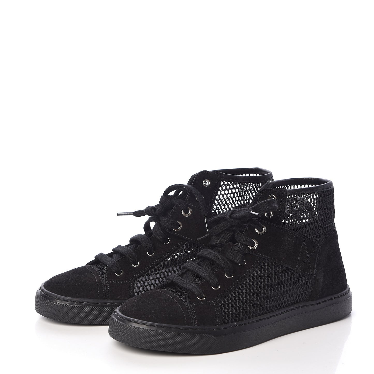 Mesh Suede High Top Sneakers 35.5 Black