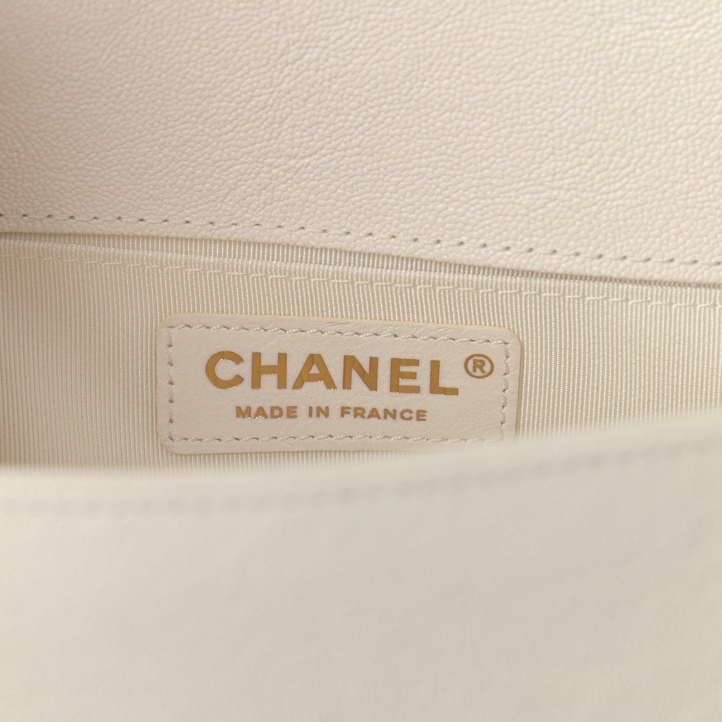 Caviar Chevron Quilted Small Boy Flap White