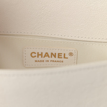 Chanel Caviar Chevron Quilted Small Boy Flap White 6 of 11