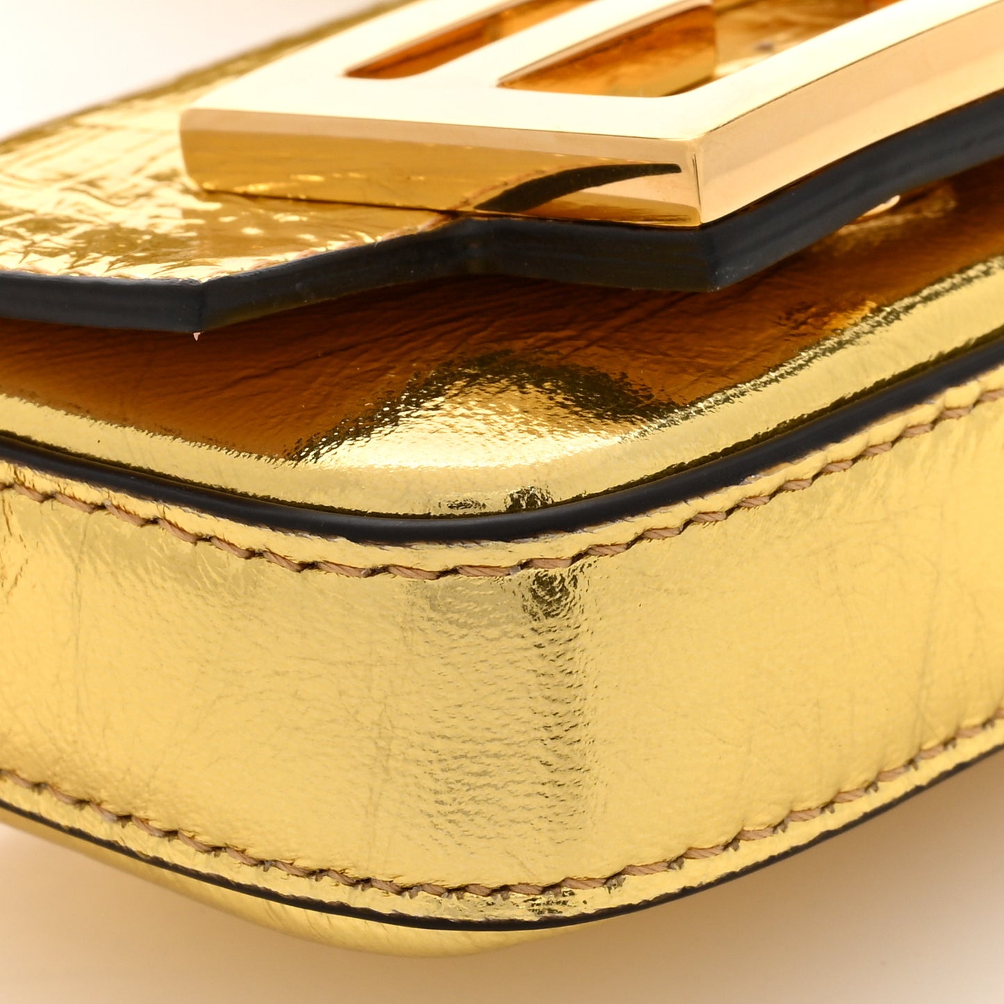 Metallic Braided Nano Baguette Maxi Handle Charm Gold