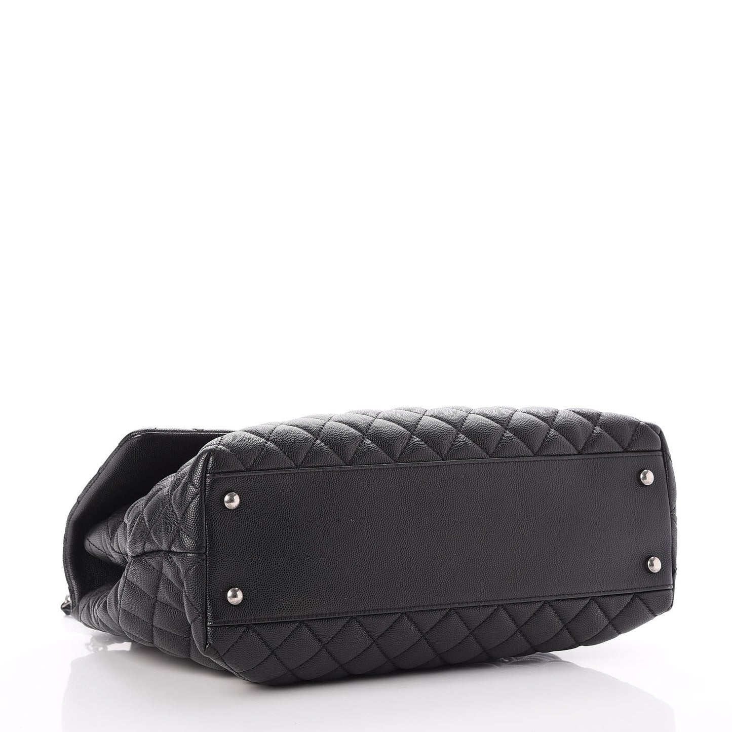 Caviar Quilted Large Coco Handle Flap Black