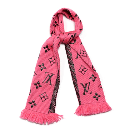 Louis Vuitton Wool Silk Logomania Shine Scarf Rose Pop 1 of 3