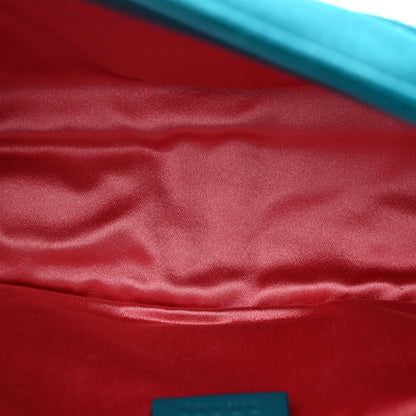 Gucci Velvet Matelasse Embroidered Small GG Marmont Shoulder Bag Pavone Cyan 5 of 14
