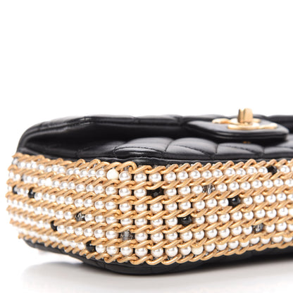 Chanel Lambskin Quilted Mini River of Pearls Flap Bag Black 6 of 10