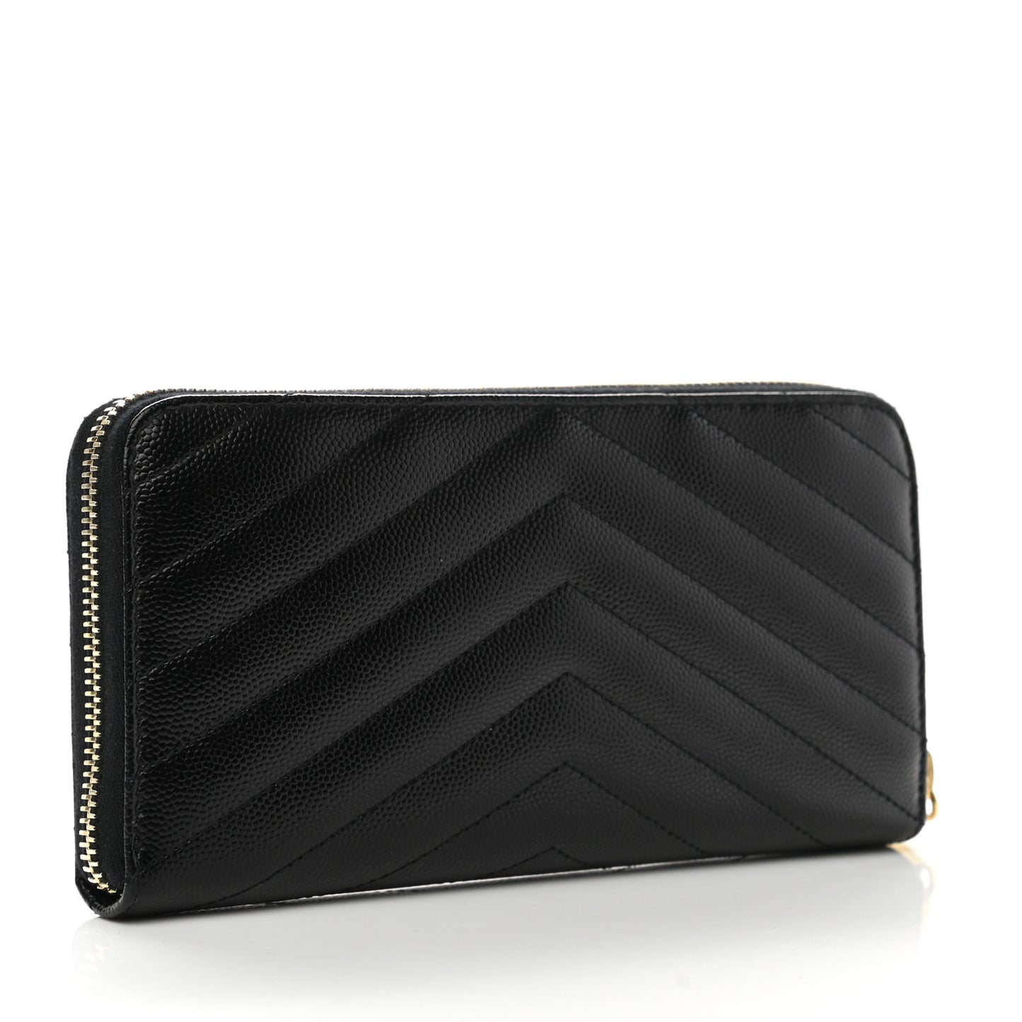 Grain De Poudre Matelasse Chevron Monogram Zip Around Wallet Black