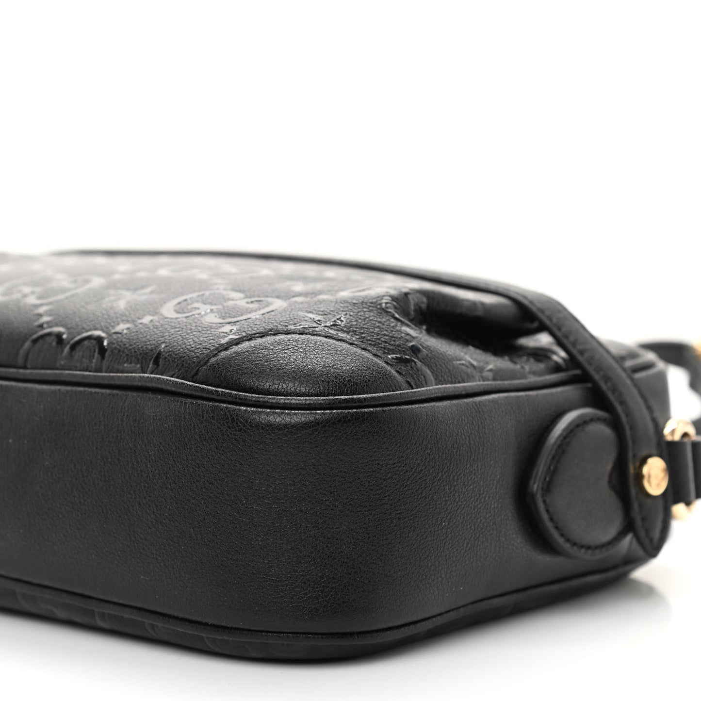 Wonka Grain Calfskin GG Monogram Star Embossed Small GG Shoulder Bag Black