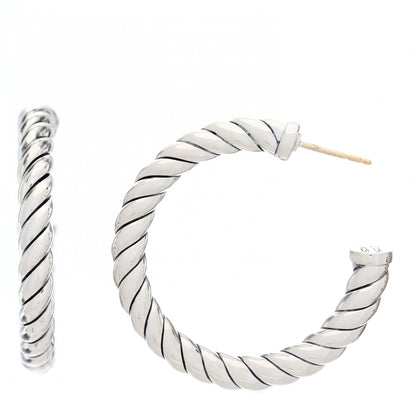 David Yurman Sterling Silver Sculpted Cable Hoop Earrings 1 of 5